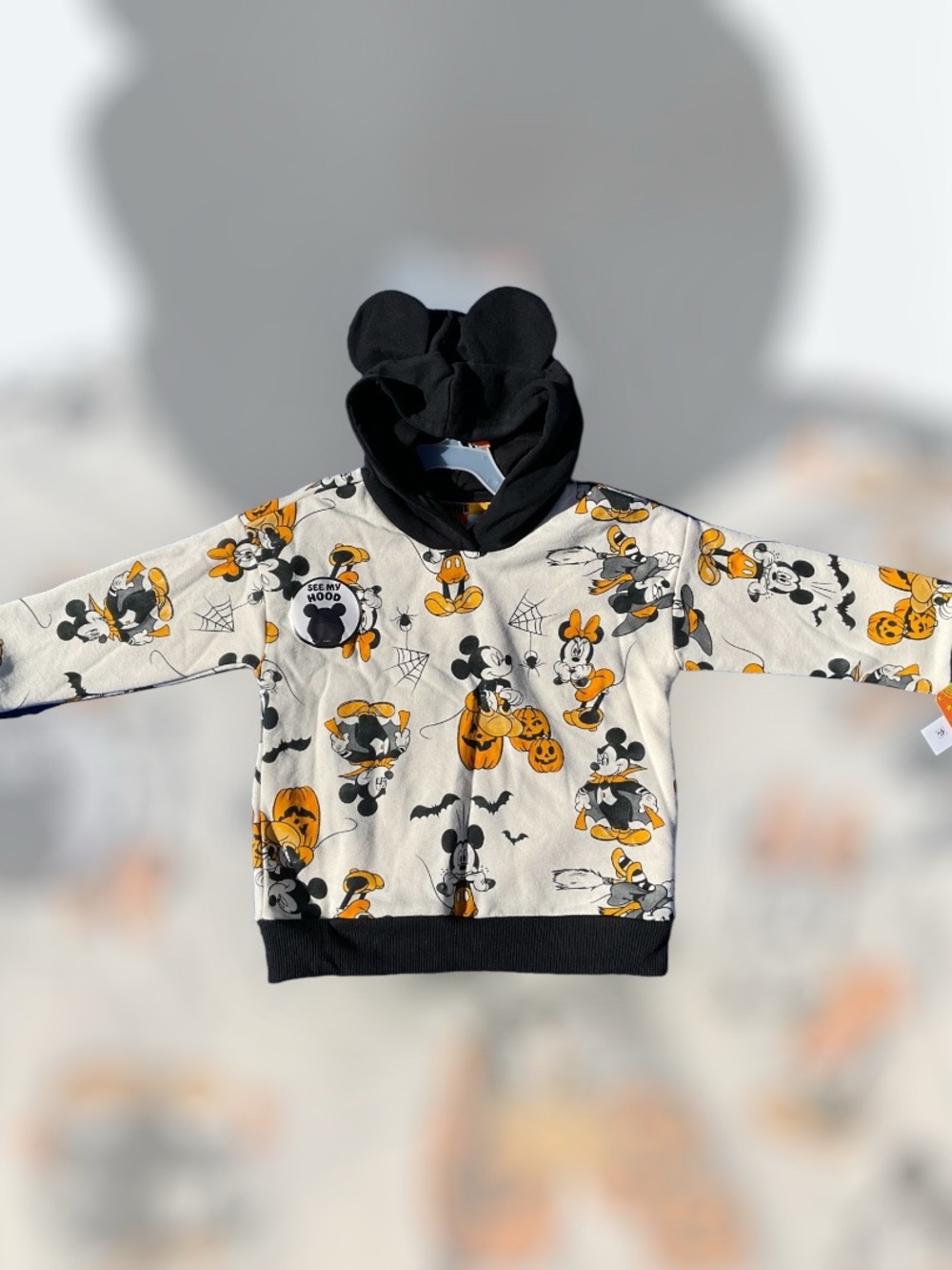 Disney Kids Halloween Hoodie in Black and Cream with Orange Accents 4T Unisex